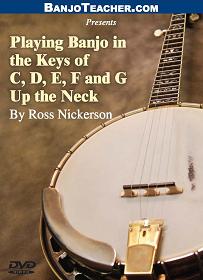 playing banjo in the keys of C, D, E, F and G Up the Neck