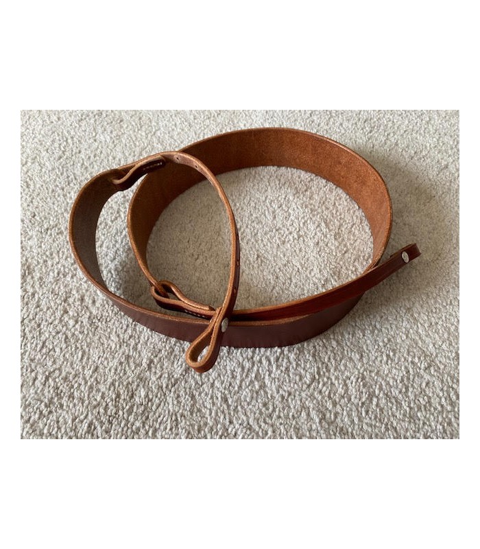 Gold Tone Cloth Strap w/ Leather Tabs (Brown)